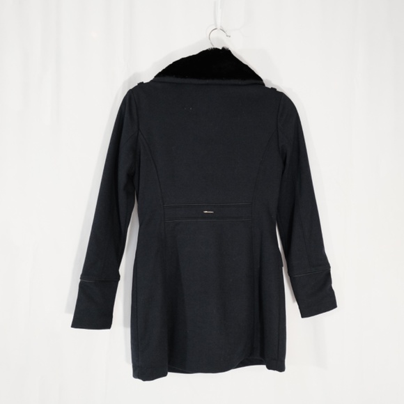 Short Wool Coat with Faux Fur Neck - Picture 3 of 4